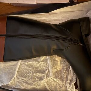 Black and Brown Knee-High Boots